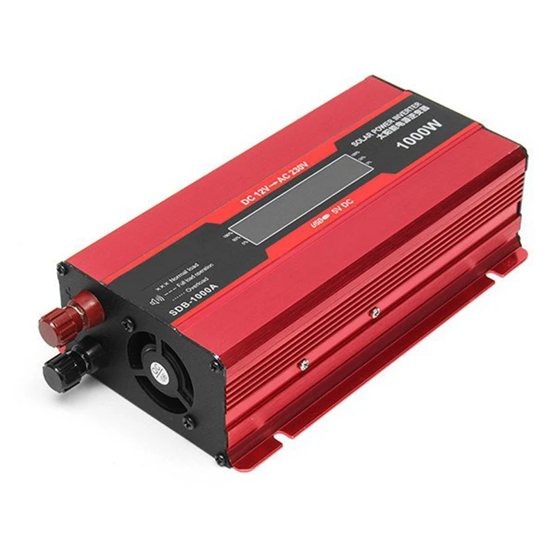 1000W Max LED Display DC 12V To AC 220V 50HZ Home Car Solar Power PV Inverter Converter USB Port Modified Sine Wave Power Supply
1000W Max LED Display DC 12V To AC 220V 50HZ Home Car Solar Power PV Inverter Converter USB Port Modified Sine Wave Power Supply