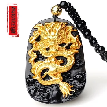 Obsidian Chinese Dragon Necklace Pendant Gild Oriental Legend Amulet Engraving Dragon Man Women Jewelry Ornament
Obsidian Chinese Dragon Necklace Pendant Gild Oriental Legend Amulet Engraving Dragon Man Women Jewelry Ornament