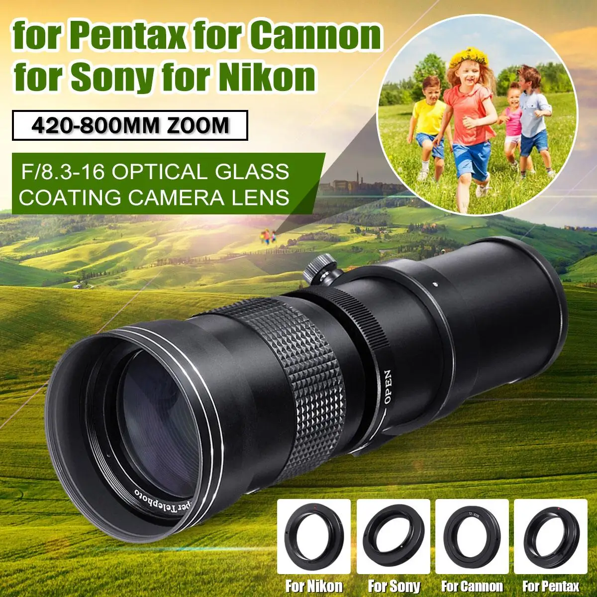 Camera Lens 420-800mm F/8.3-16 Super Telephoto Lens Manual Zoom Lens for Canon for Nikon /Sony/Pentax DSLR SLR
Camera Lens 420-800mm F/8.3-16 Super Telephoto Lens Manual Zoom Lens for Canon for Nikon /Sony/Pentax DSLR SLR