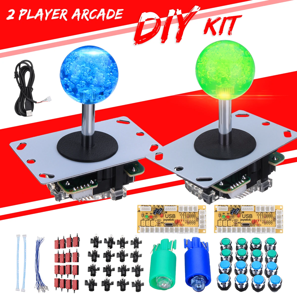 2 Players DIY Arcade Set Kits Zero Delay Keyboard +16 LED Push Buttons Replacement Parts Game USB Controller Joystick
2 Players DIY Arcade Set Kits Zero Delay Keyboard +16 LED Push Buttons Replacement Parts Game USB Controller Joystick