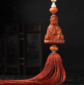 Chinese Peach Wood Carved Guan Yin Kwan-yin Bodhisattva Pray Safe And Good Luck Exquisite Car Pendant Statue Gift
Chinese Peach Wood Carved Guan Yin Kwan-yin Bodhisattva Pray Safe And Good Luck Exquisite Car Pendant Statue Gift