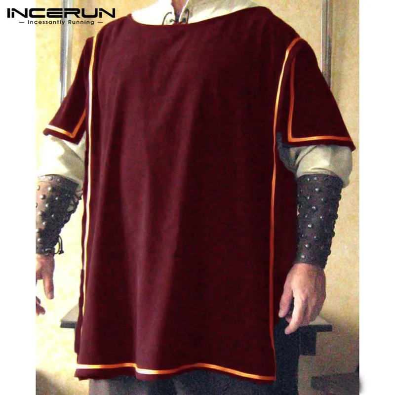 

Cosplay Costume Men Medieval Knight Warrior Surcoat Tunic Tabard Herald Cavalier Tops Renaissance Short Sleeve Men Cloak INCERUN