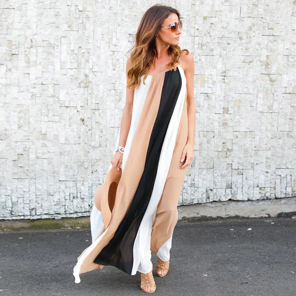 Fashion Women Dress Summer Casual Loose Patchwork Sleeveless Maxi Beach Dress Ladies Spaghetti Strap Chiffon Blue Khaki Dress
Fashion Women Dress Summer Casual Loose Patchwork Sleeveless Maxi Beach Dress Ladies Spaghetti Strap Chiffon Blue Khaki Dress