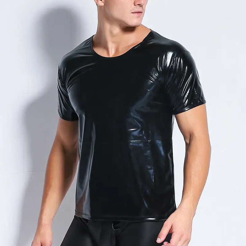 Mens Wet Look T-shirt Sexy Slim Tight Tops Faux PU Leather T Shirt Male Club Tee Short Sleeve Muscle Tee Tops Mens Undershirts
Mens Wet Look T-shirt Sexy Slim Tight Tops Faux PU Leather T Shirt Male Club Tee Short Sleeve Muscle Tee Tops Mens Undershirts