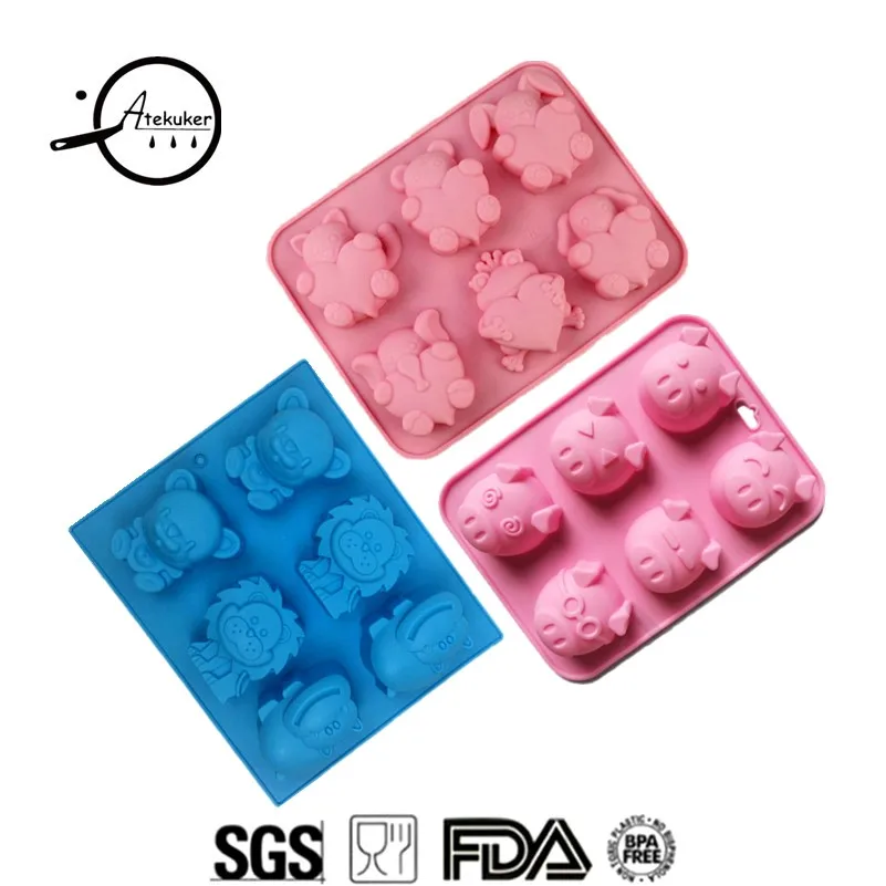 Atekuker 3Pcs/set Pig Bear Lion Frog Dog Cat Elephant Hippo Shape Silicone Mold For Baking Cake Form Silicone Form For Soap Ice
Atekuker 3Pcs/set Pig Bear Lion Frog Dog Cat Elephant Hippo Shape Silicone Mold For Baking Cake Form Silicone Form For Soap Ice