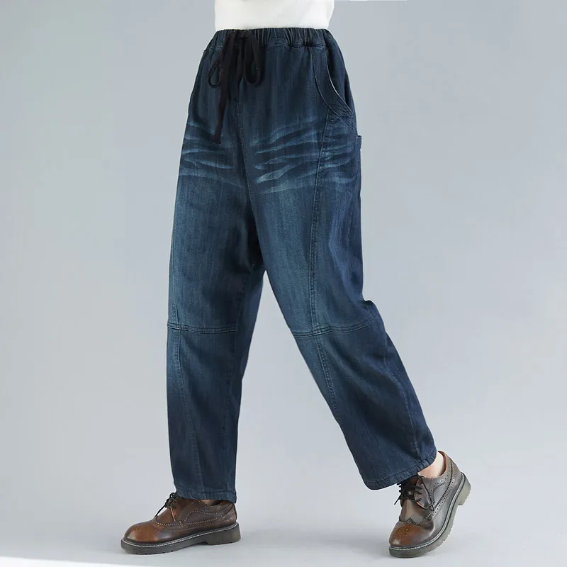 Women Winter Elastic Waist Fleeced Jeans Wide Leg Denim Harem Pants Loose Vintage Drawstring Trousers Oversized cowboy Pants
Women Winter Elastic Waist Fleeced Jeans Wide Leg Denim Harem Pants Loose Vintage Drawstring Trousers Oversized cowboy Pants