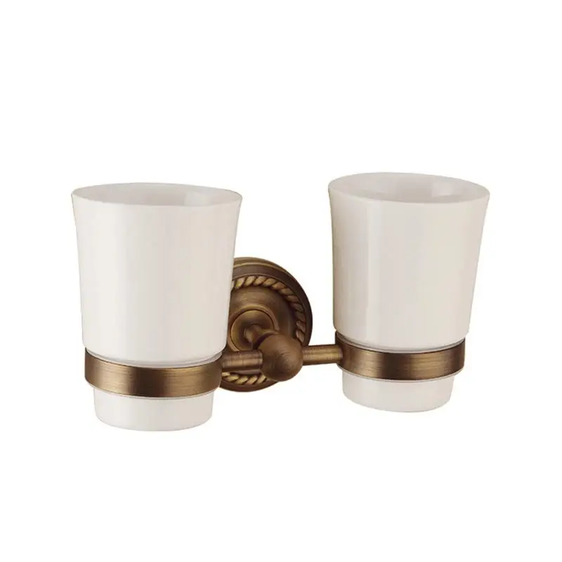 Double Cup Holder Couple Wall Mounted Vintage Antique Copper Ceramic Cups Holders Toothbrush Tumbler Rack for Bathroom
Double Cup Holder Couple Wall Mounted Vintage Antique Copper Ceramic Cups Holders Toothbrush Tumbler Rack for Bathroom