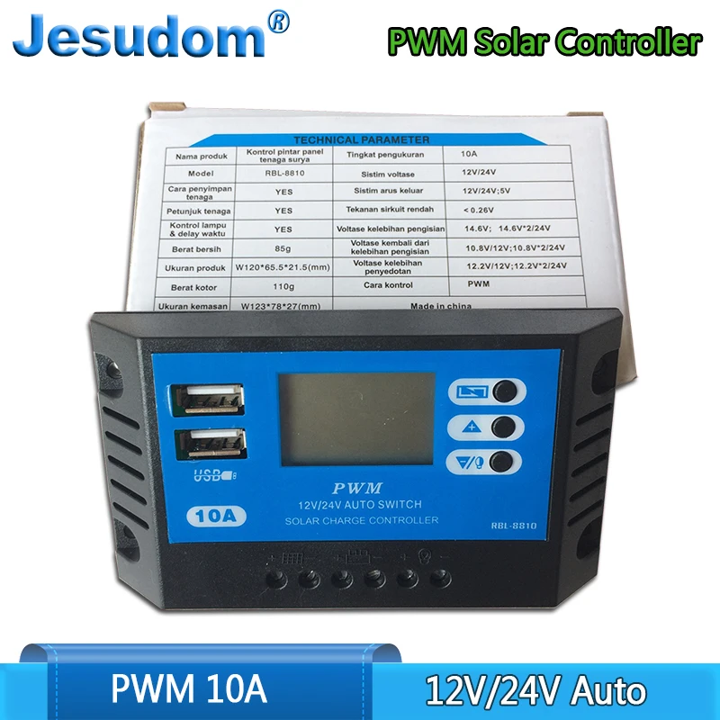 New Solar Charge Controller 10A PWM 12V 24V Auto LCD Solar Charger with Dual USB Output 10A Solar PV Regulator for PV System
New Solar Charge Controller 10A PWM 12V 24V Auto LCD Solar Charger with Dual USB Output 10A Solar PV Regulator for PV System