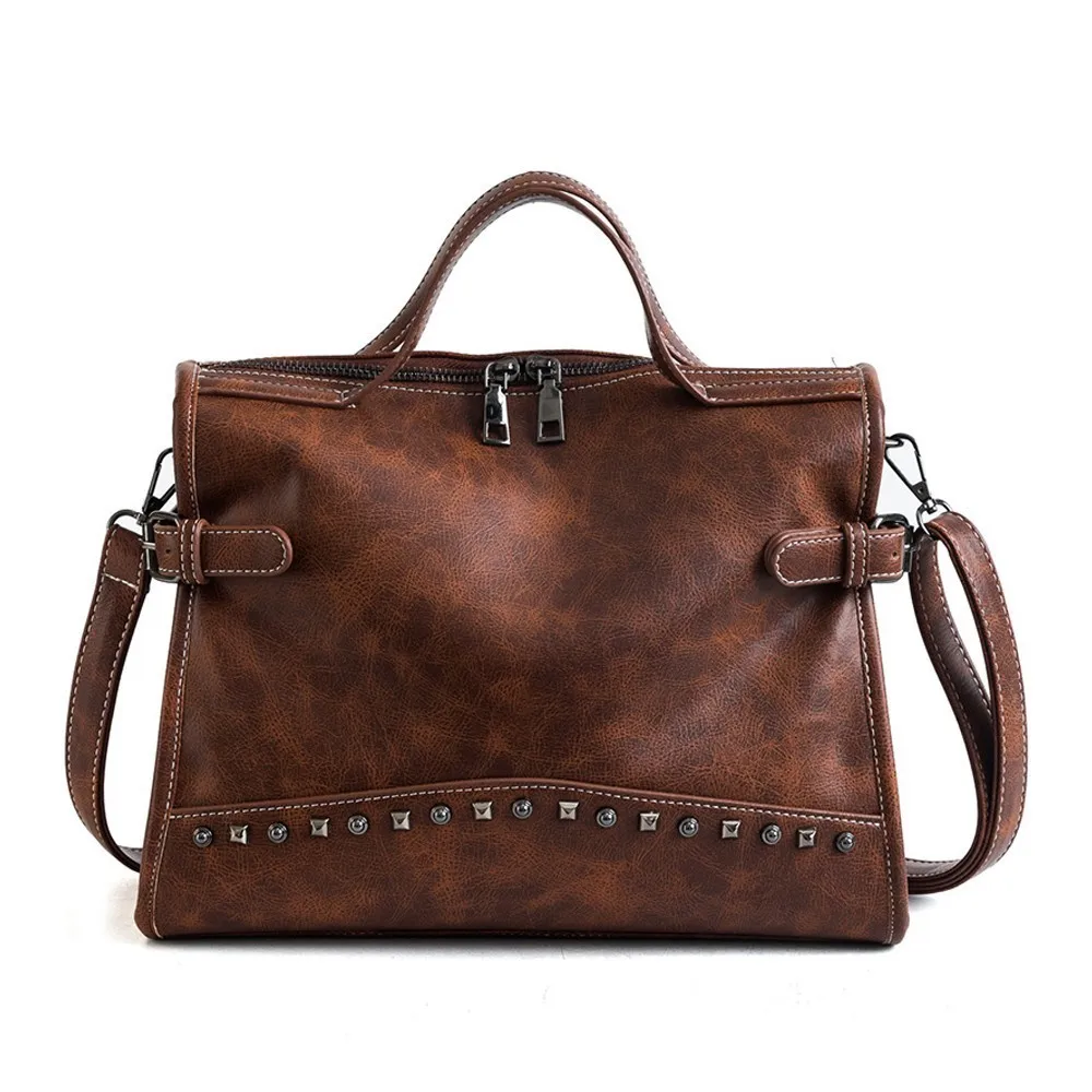 TTOU Fashion Rivet Vintage Female Handbag Quality Leather Messenger Bag Women Shoulder Bag Larger Top-Handle Bags Travel Bag
TTOU Fashion Rivet Vintage Female Handbag Quality Leather Messenger Bag Women Shoulder Bag Larger Top-Handle Bags Travel Bag