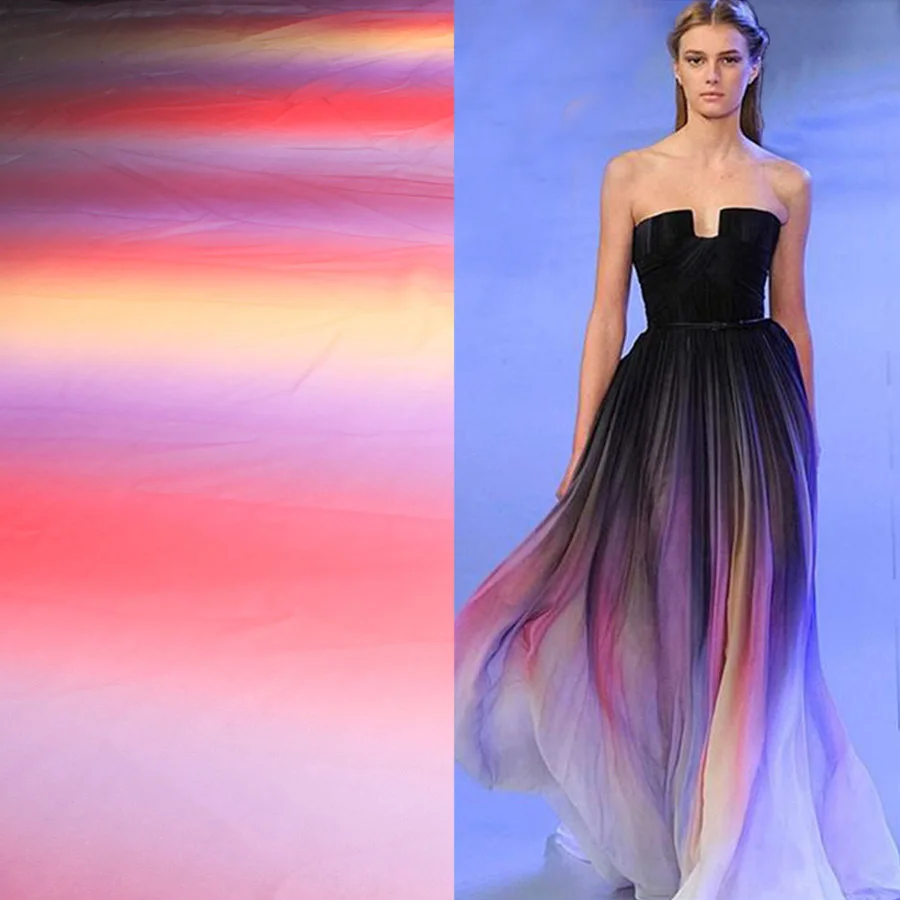 Gradual color imitated silk fabric changing shade 100d chiffon fabric sheer gowns dress material 150cm wide by yard
Gradual color imitated silk fabric changing shade 100d chiffon fabric sheer gowns dress material 150cm wide by yard