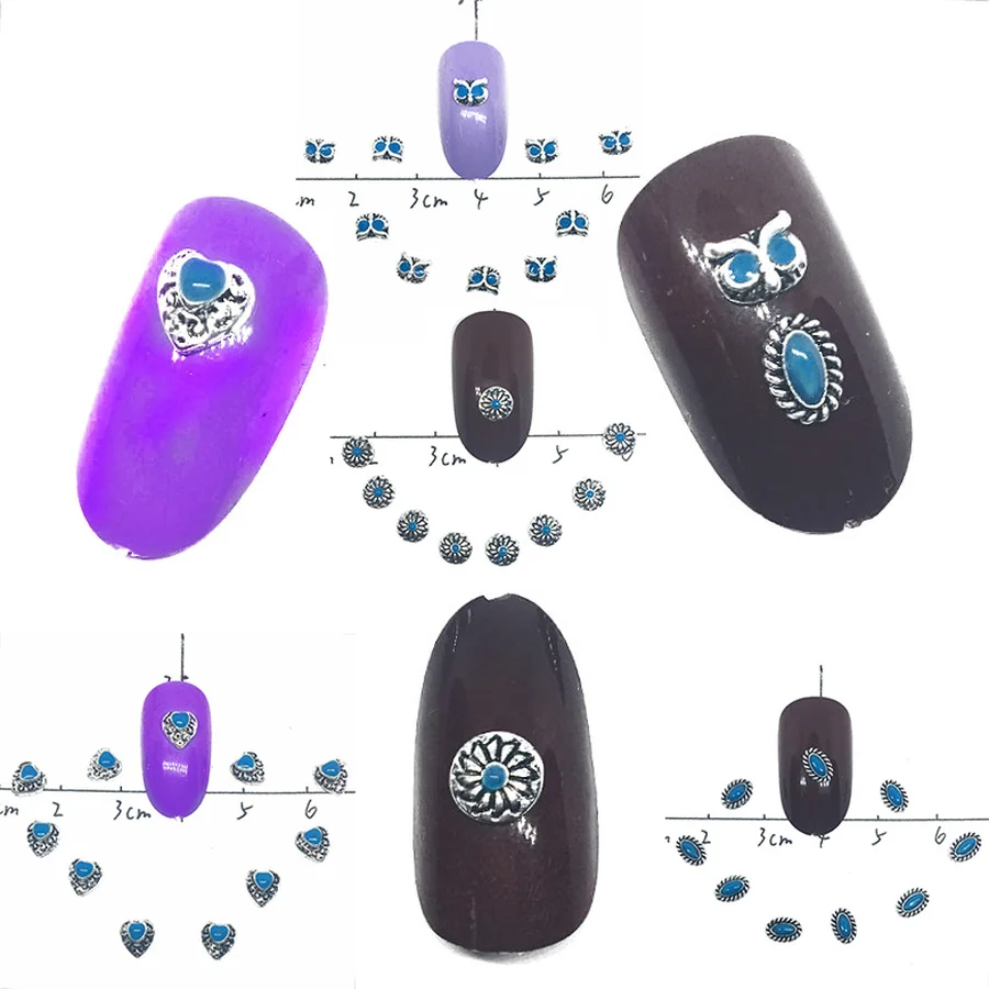 10 Pcs Retro Nail Art Decorations Antique Silver Jewelry Owl Turquoise Manicure Round Studs 3d Bohemia Nailart Supplies Heart
10 Pcs Retro Nail Art Decorations Antique Silver Jewelry Owl Turquoise Manicure Round Studs 3d Bohemia Nailart Supplies Heart