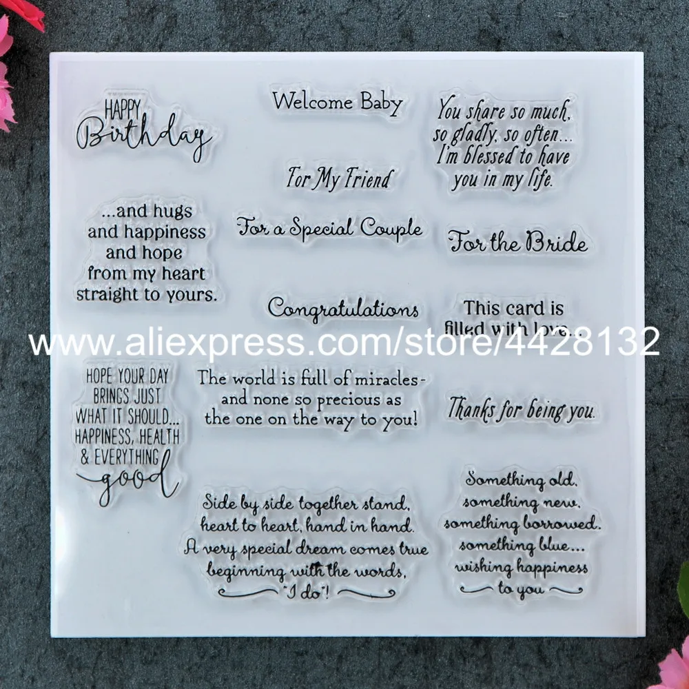 Words Welcome Baby Congratulations Scrapbook DIY photo cards rubber stamp clear stamp transparent stamp 13x13cm 9012060
Words Welcome Baby Congratulations Scrapbook DIY photo cards rubber stamp clear stamp transparent stamp 13x13cm 9012060