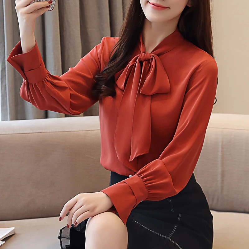 2019 New Spring Women Shirts Bowlt Full Sleeve Solid Chiffon A Ribbon Blouse Shirt Orange 9823
2019 New Spring Women Shirts Bowlt Full Sleeve Solid Chiffon A Ribbon Blouse Shirt Orange 9823