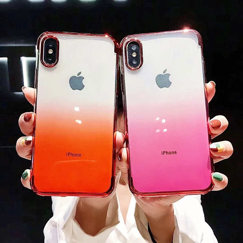 Gradient Color Clear Phone Case for iphone X XR XS Max 6 7 8 Plus 7Plus Cover Plating Transparent Silicone Soft TPU Phone Coque
Gradient Color Clear Phone Case for iphone X XR XS Max 6 7 8 Plus 7Plus Cover Plating Transparent Silicone Soft TPU Phone Coque