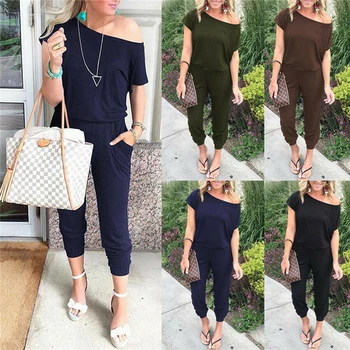 Women summer casual cold shoulder short sleeve playsuit ladies long jumpsuit office work set go out wear
Women summer casual cold shoulder short sleeve playsuit ladies long jumpsuit office work set go out wear