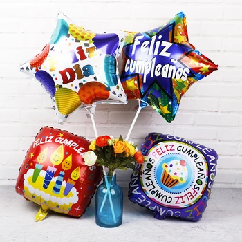 18inch Happy Birthday Spanish Balloons 30pcs Feliz Cumpleanos Helium Foil Globos square five point stars Birthday Party Supplies
18inch Happy Birthday Spanish Balloons 30pcs Feliz Cumpleanos Helium Foil Globos square five point stars Birthday Party Supplies