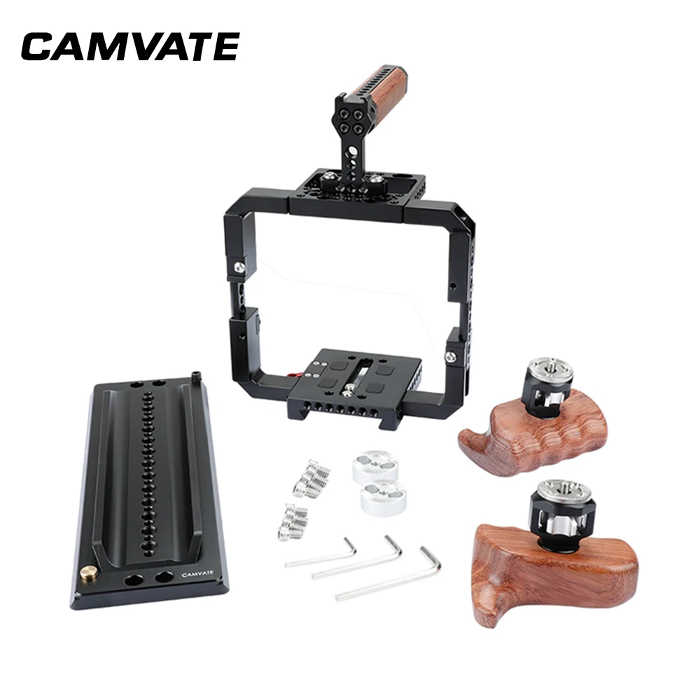 CAMVATE Solid Cage Rig With Wooden Grips & 12 ARRI Dovetail Bridge Plate For RED DSMC2 Video Cameras C2022
CAMVATE Solid Cage Rig With Wooden Grips & 12 ARRI Dovetail Bridge Plate For RED DSMC2 Video Cameras C2022