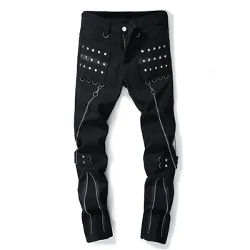 Men's Brand Jeans Punk Long Zippers Chains Skinny Pencil Jeans Male Denim Joggers Streetwear
Men's Brand Jeans Punk Long Zippers Chains Skinny Pencil Jeans Male Denim Joggers Streetwear