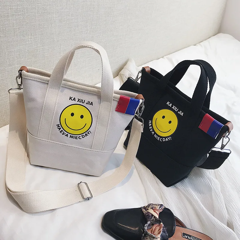 Korean version of literary smile, canvas bag, women's single shoulder shoulder bag, 2018 autumn new shopping bag
Korean version of literary smile, canvas bag, women's single shoulder shoulder bag, 2018 autumn new shopping bag
