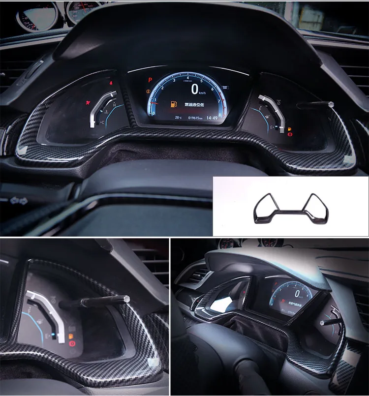 Red Dashboard Decorative Frame For Honda 16-18 Civic Hatchback Si coupe sedan