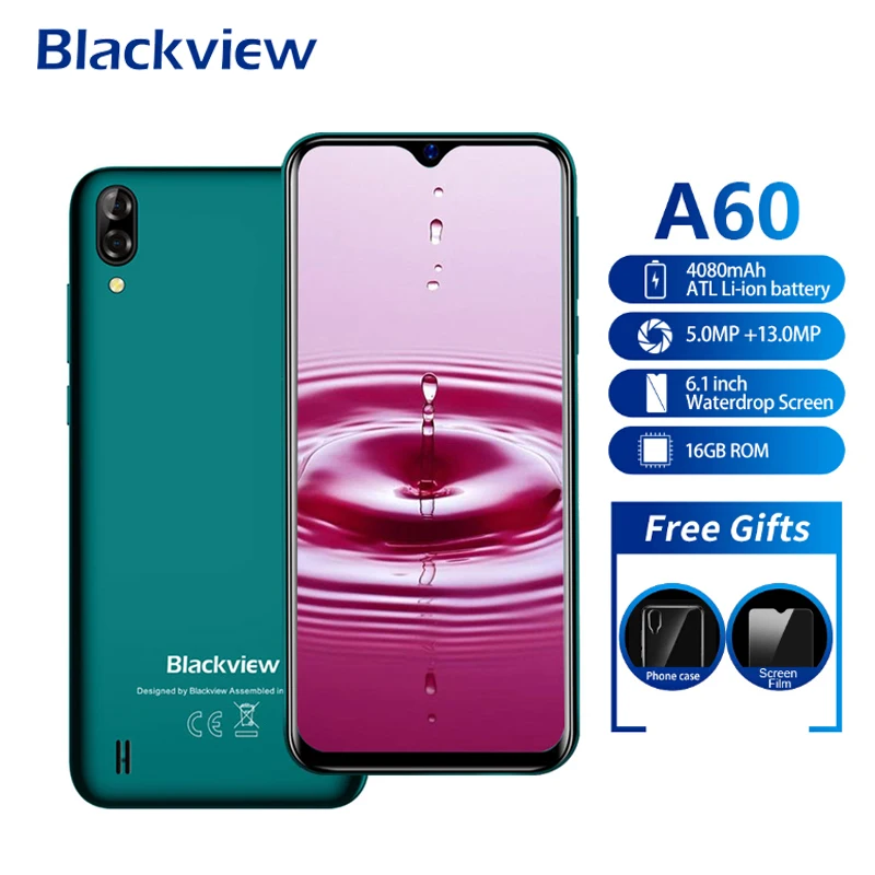 Blackview A60 Smartphone 4080mAh 19:9 6.1 Inch Android 8.1 1GB RAM 16GB ROM Dual Sim Quad Core 13MP+5MP Camera 3G Mobile Phone
Blackview A60 Smartphone 4080mAh 19:9 6.1 Inch Android 8.1 1GB RAM 16GB ROM Dual Sim Quad Core 13MP+5MP Camera 3G Mobile Phone