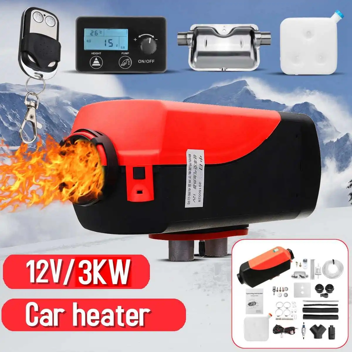 3000W Air diesels Heater 3KW 12V Car Heater For Trucks Motor-Homes Boats Bus +LCD Monitor Knob Switch +Remote Control + Silencer
3000W Air diesels Heater 3KW 12V Car Heater For Trucks Motor-Homes Boats Bus +LCD Monitor Knob Switch +Remote Control + Silencer
