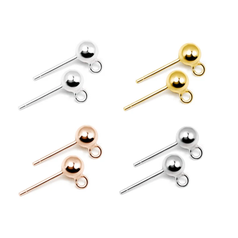 

Aiovlo 925 Sterling Silver Fine Jewellery Findings Earring Ear Pin Ball Beads Head Earring for Jewelry Making Size 3 4 mm