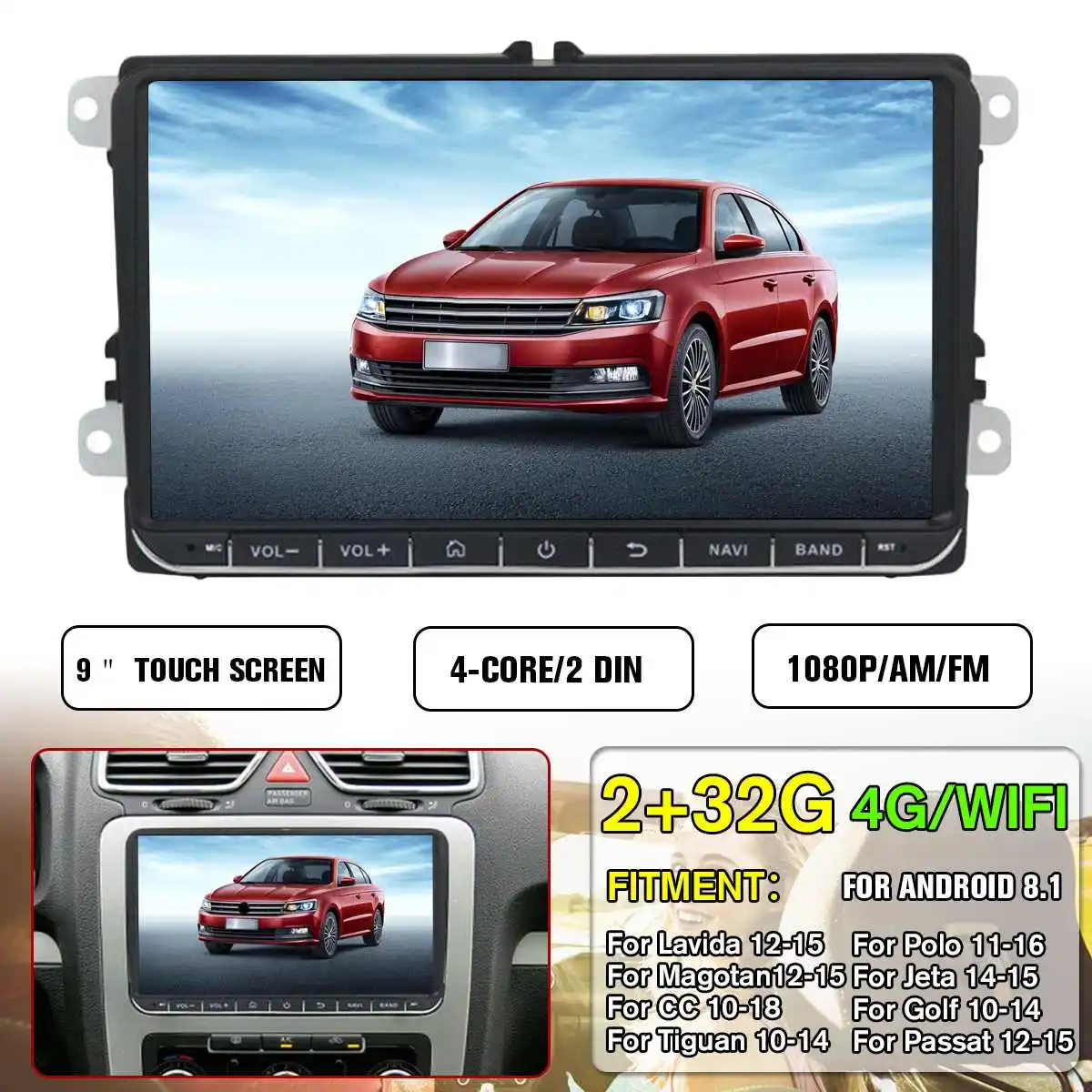 Car Multimedia Player 9" 2G+32G for Android 8.1 Car Stereo 8DIN bluetooth WIFI GPS Nav Quad Core Radio Video For Volkswagen
Car Multimedia Player 9" 2G+32G for Android 8.1 Car Stereo 8DIN bluetooth WIFI GPS Nav Quad Core Radio Video For Volkswagen