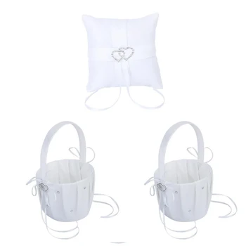 JEYL 2 Piece White Flower Girl Basket Crystal Rhinestone Decor and 1 piece Bag ring cushions 10 cm x 10 cm Double Heart Rhines
JEYL 2 Piece White Flower Girl Basket Crystal Rhinestone Decor and 1 piece Bag ring cushions 10 cm x 10 cm Double Heart Rhines