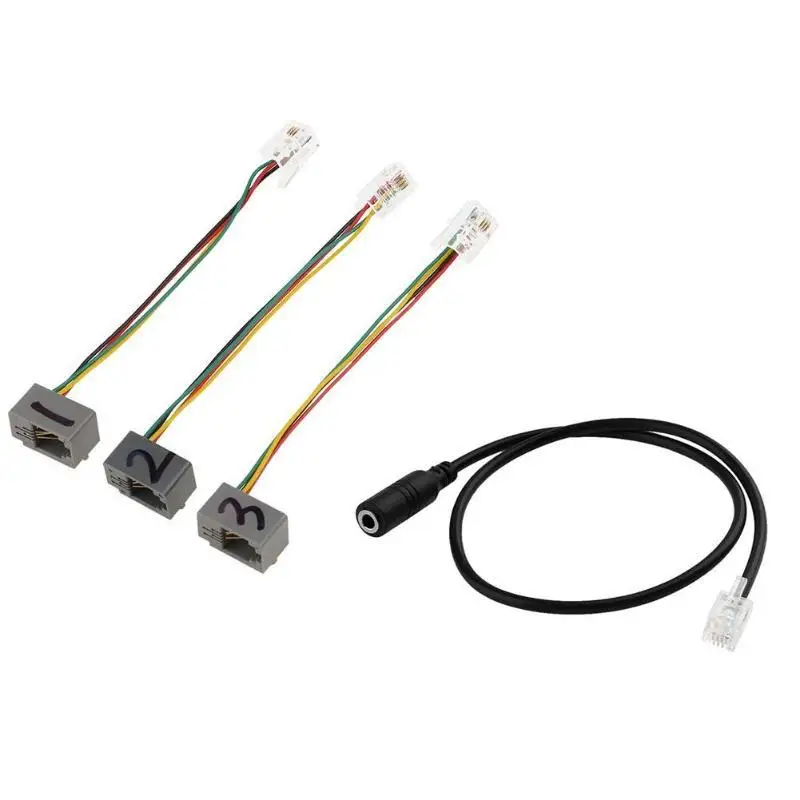 RJ9 Mlae to DC 3.5mm Adapter with 3pcs RJ9 MF Wire for PC Headphone Vopi Telephone Black
RJ9 Mlae to DC 3.5mm Adapter with 3pcs RJ9 MF Wire for PC Headphone Vopi Telephone Black