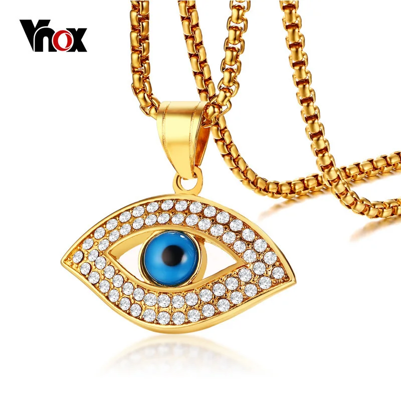 Vnox Trendy Gold Color AAA CZ Stone Necklaces for Women Men Luxury Jewelry Stainless Steel Blue Eye Pendant Necklace 24" Chain
Vnox Trendy Gold Color AAA CZ Stone Necklaces for Women Men Luxury Jewelry Stainless Steel Blue Eye Pendant Necklace 24" Chain