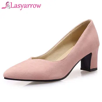 Lasyarrow Concise Pumps Block Thick Heels Pointed Toe Casual Slip On Shallow Ladies Shoes Black Beige Plus Size 30-48 Pumps J506 
Lasyarrow Concise Pumps Block Thick Heels Pointed Toe Casual Slip On Shallow Ladies Shoes Black Beige Plus Size 30-48 Pumps J506