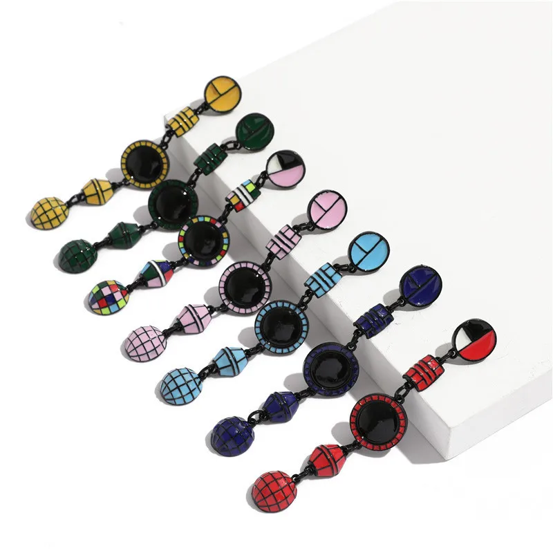 JOUVAL New Enamel Drop Earrings For Women Striped Pattern Alloy Statement Long Hanging Charm Eardrop Boho Style Summer Jewelry
JOUVAL New Enamel Drop Earrings For Women Striped Pattern Alloy Statement Long Hanging Charm Eardrop Boho Style Summer Jewelry