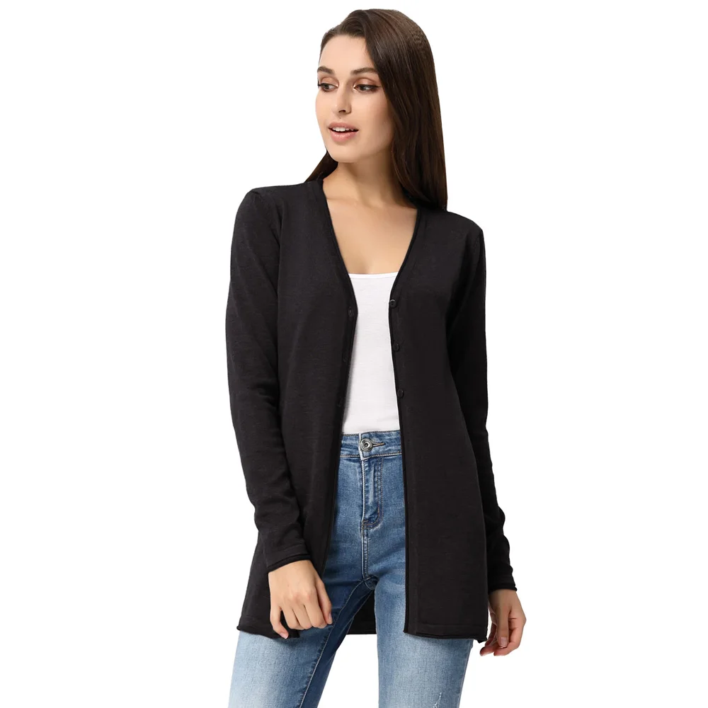 New black/grey Women Long Sleeve V-Neck Button Placket Curled Knitwear solid color casual long Knitting Coat sweater ladies tops
New black/grey Women Long Sleeve V-Neck Button Placket Curled Knitwear solid color casual long Knitting Coat sweater ladies tops