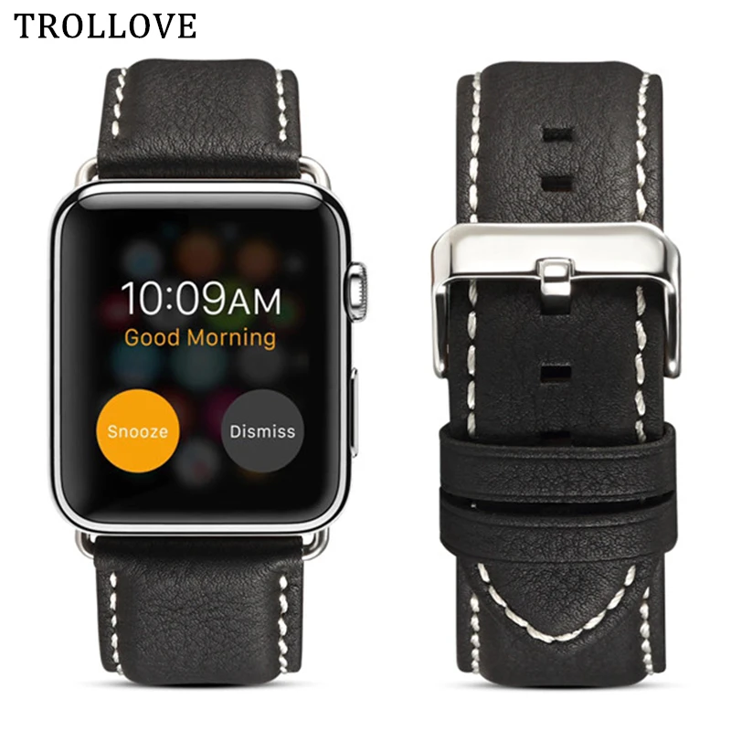 Браслет из натуральной кожи ремешок для Apple Watch 42 мм 38 44 40 сменный iWatch серии 5 4 3 2 1