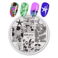 BeautyBigBang placas de estampado de uñas fresco verano playa imagen Acero inoxidable esmalte de uñas sello plantillas para BBB-022 de Arte de uñas(China)