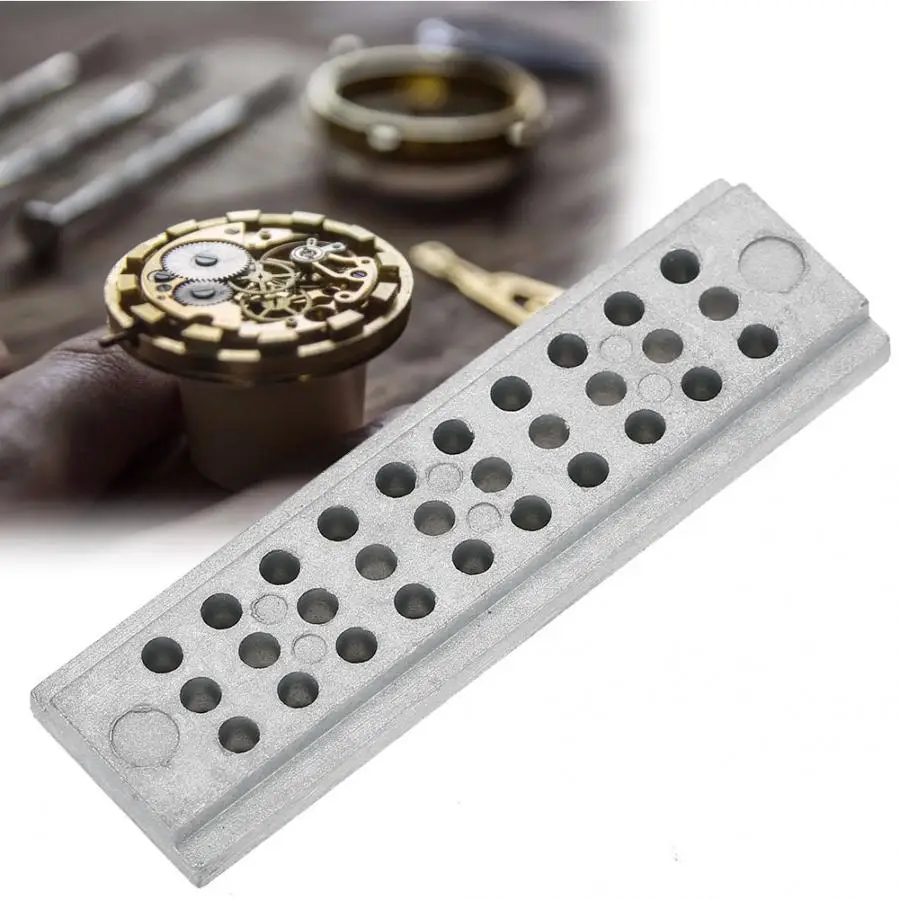 Professional 30 Holes Metal Watch Repair Tool Riveting Stake Holder Punch Block for Watchmaker Watch Part Repair Tool Accessory
Professional 30 Holes Metal Watch Repair Tool Riveting Stake Holder Punch Block for Watchmaker Watch Part Repair Tool Accessory
