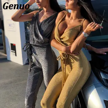 Genuo Sleeveless Spaghetti Strap Jumpsuits Sexy V Neck Belt Women Autumn Pencil Pants Bling Bandage Backless Rompers Club Outfit
Genuo Sleeveless Spaghetti Strap Jumpsuits Sexy V Neck Belt Women Autumn Pencil Pants Bling Bandage Backless Rompers Club Outfit