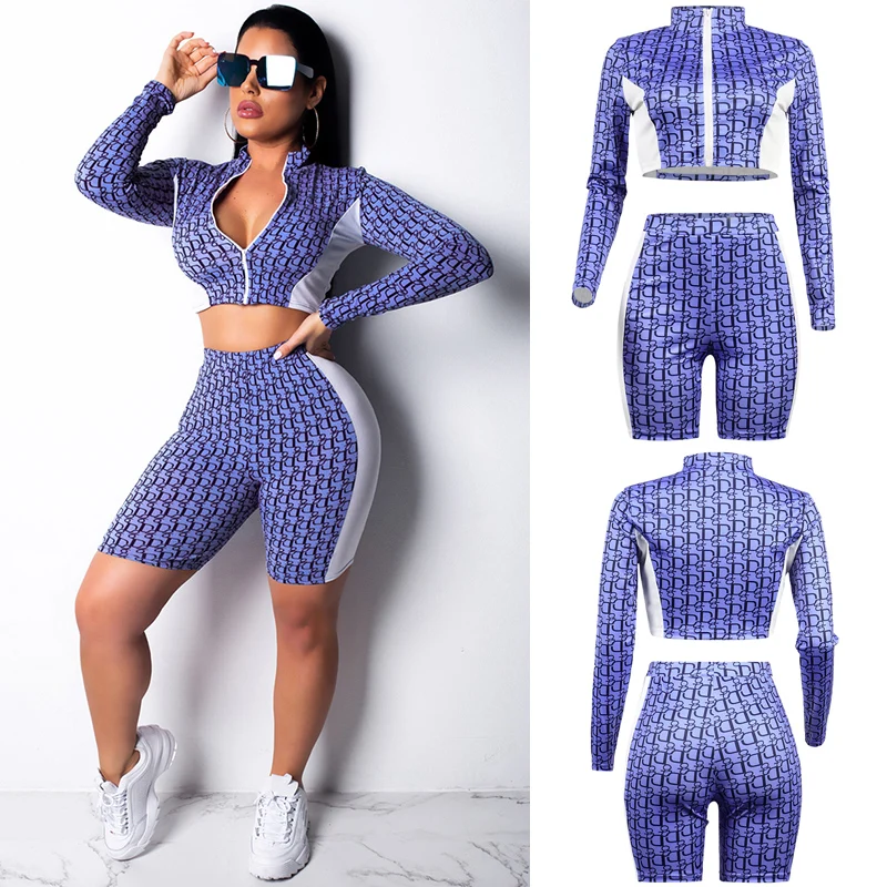 2019 Women Two Piece Set Fashion Crop Top Contrast Color Long Sleeve Zipper High Waist Shorts Sporty Suits Spring Summer
2019 Women Two Piece Set Fashion Crop Top Contrast Color Long Sleeve Zipper High Waist Shorts Sporty Suits Spring Summer