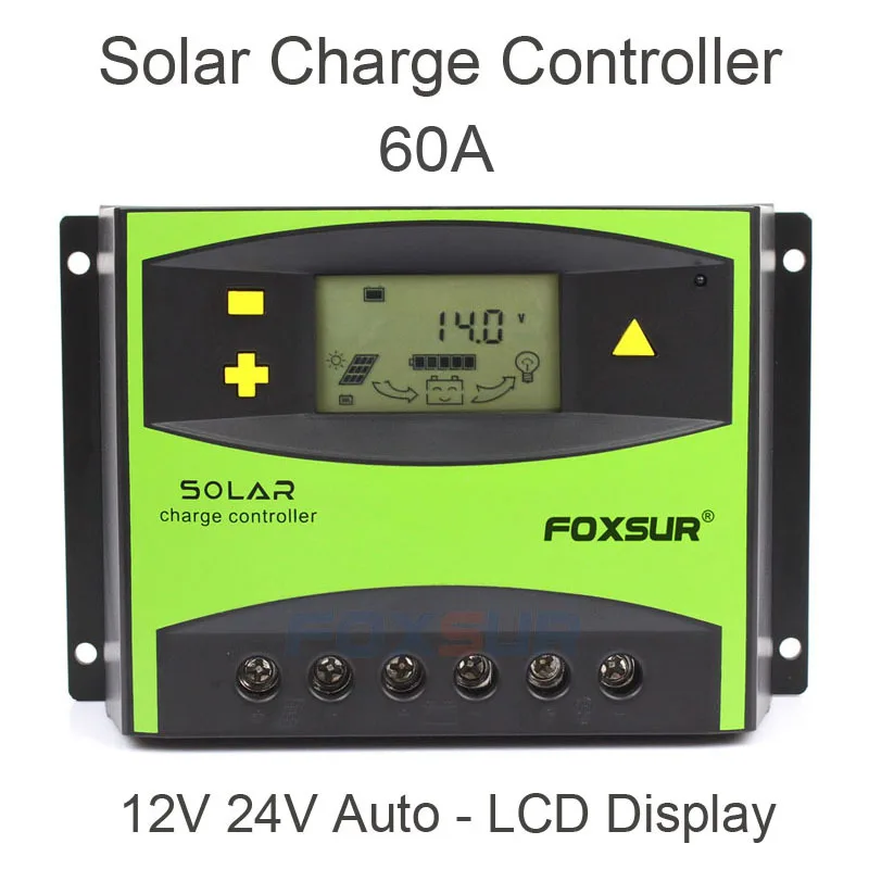 Foxsur Pv Solar Charge Controller 50a 60a Pwm 12v 24v Auto Solar Panel Charging Discharge Regulator With Large Power Heat Sink
Foxsur Pv Solar Charge Controller 50a 60a Pwm 12v 24v Auto Solar Panel Charging Discharge Regulator With Large Power Heat Sink