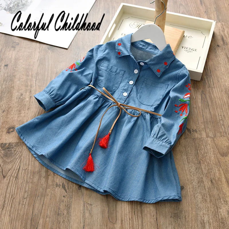 2018 Baby Girls Dress Autumn Floral Embroidery Closed Waist Jean Dress Belt Include Toddler Kid Newborn Long Sleeve Dress 2-6t
2018 Baby Girls Dress Autumn Floral Embroidery Closed Waist Jean Dress Belt Include Toddler Kid Newborn Long Sleeve Dress 2-6t