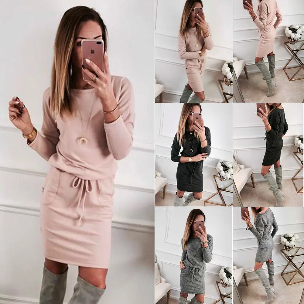 Brand New Arrival Women Casual Pocket Bodycon Long Sleeved Short Midi Dress Warm Cotton Dress Sashes Skinny Straight Dresses
Brand New Arrival Women Casual Pocket Bodycon Long Sleeved Short Midi Dress Warm Cotton Dress Sashes Skinny Straight Dresses