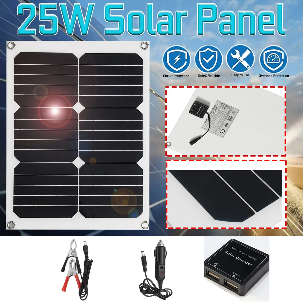 Solar Cells Charger Double USB Output Solar Panel Poly Solar Panel Module Portable Solar Panels For Battery Cell Phone Chargers
Solar Cells Charger Double USB Output Solar Panel Poly Solar Panel Module Portable Solar Panels For Battery Cell Phone Chargers