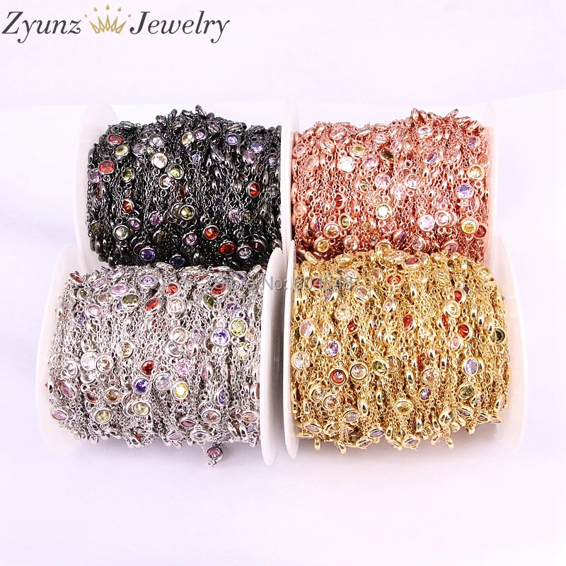5 Meters CZ Stone Beaded Rosary Chain, 4/5/6mm Cubic Zirconia Beads-Gold /Silver /Rose Gold /Gunmetal Color Bezel Chain Findings
5 Meters CZ Stone Beaded Rosary Chain, 4/5/6mm Cubic Zirconia Beads-Gold /Silver /Rose Gold /Gunmetal Color Bezel Chain Findings