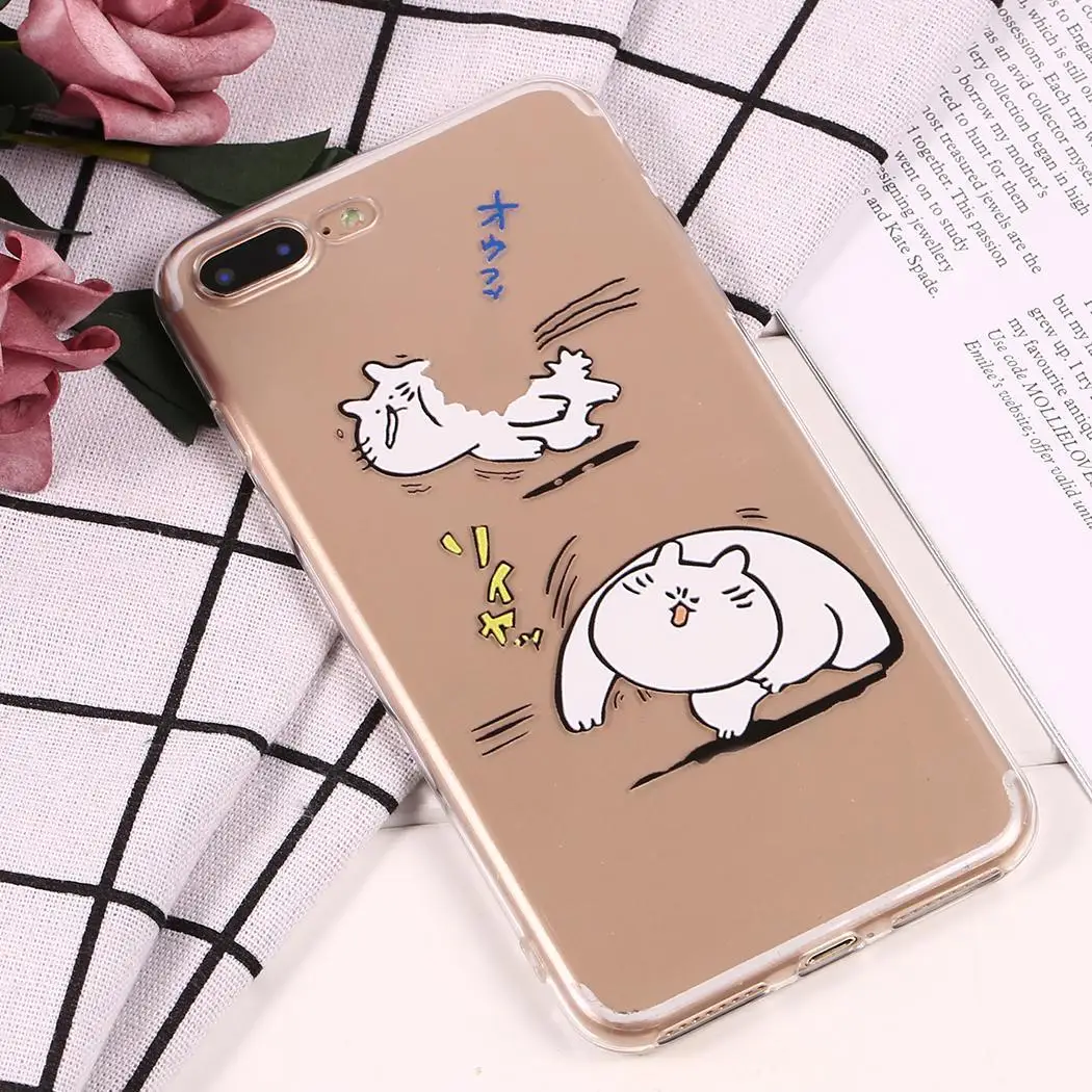 Soft TPU Cartoon Cat Clear Case Cover For 1 x iPhone Dust Proof Shockproof 6S/ 7/ 8/ iPhoneX |