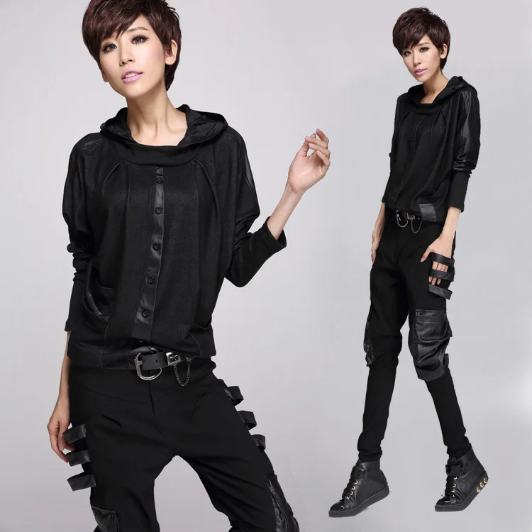 2018 Autumn with a hood Women T-shirts Europen Casual Plus Size Black Leather-Spliced Brand Tops/New Sexy T shirts for Women
2018 Autumn with a hood Women T-shirts Europen Casual Plus Size Black Leather-Spliced Brand Tops/New Sexy T shirts for Women