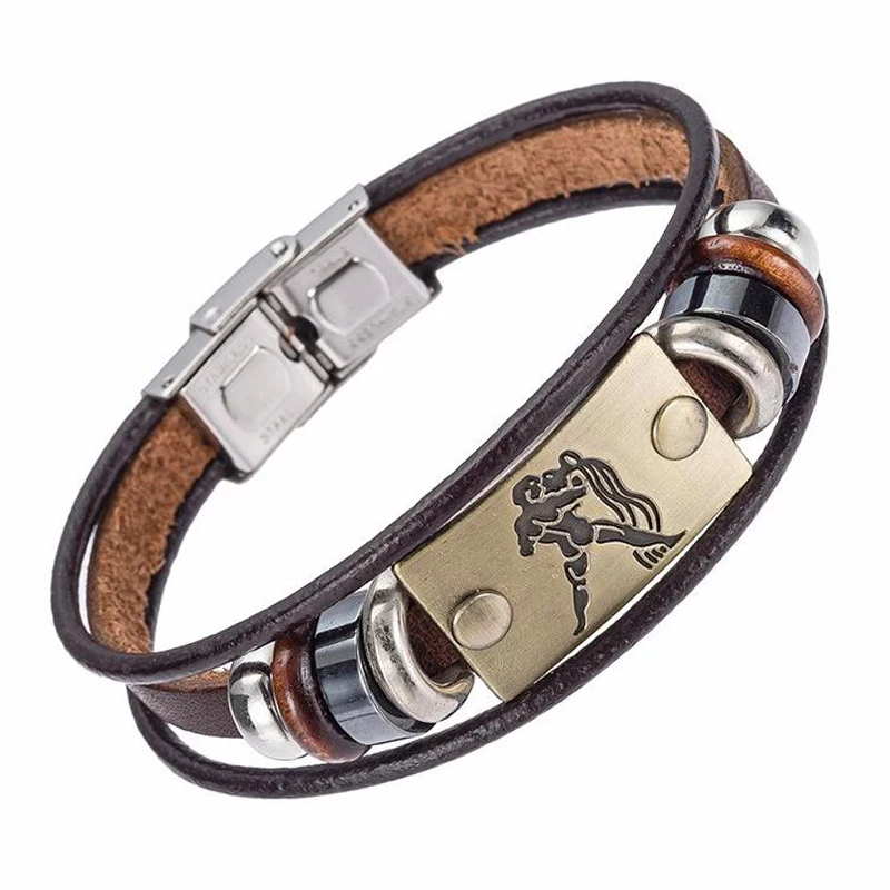 Drop Shipping Hot Selling Europe Fashion 12 zodiac signs Bracelet With Stainless Steel Clasp Leather Bracelet for Men
Drop Shipping Hot Selling Europe Fashion 12 zodiac signs Bracelet With Stainless Steel Clasp Leather Bracelet for Men