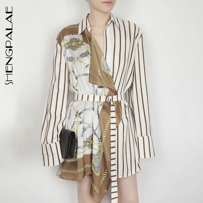 SHENGPALAE Women Irregular Shirt Printing Striped Matching Shirt Women Asymmetry Belt Long Sleeve Female Blouse New Fashion JQ49
SHENGPALAE Women Irregular Shirt Printing Striped Matching Shirt Women Asymmetry Belt Long Sleeve Female Blouse New Fashion JQ49