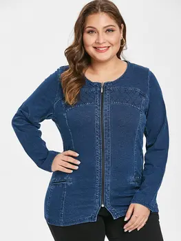 Wipalo Women Plus Size Plain Denim Jacket O Neck Long Sleeves Wide-Waisted Zipper Up Solid Denim Blue Casual Jacket Coat 4XL Top
Wipalo Women Plus Size Plain Denim Jacket O Neck Long Sleeves Wide-Waisted Zipper Up Solid Denim Blue Casual Jacket Coat 4XL Top