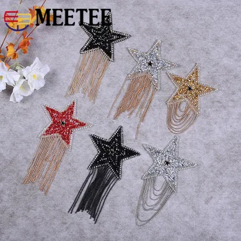 Meetee 4pcs Rhinestone Five-pointed Star Tassel Hot Drilling Sequined Patch Sewing Clothes Shoes Bag Decor Iron-on Patches AP521
Meetee 4pcs Rhinestone Five-pointed Star Tassel Hot Drilling Sequined Patch Sewing Clothes Shoes Bag Decor Iron-on Patches AP521